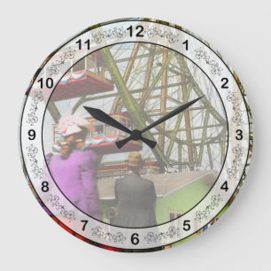 City - Chicago,IL - The first Ferris Wheel 1893 Large Clock