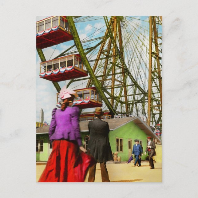 City - Chicago,IL - The first Ferris Wheel 1893 Postcard (Front)