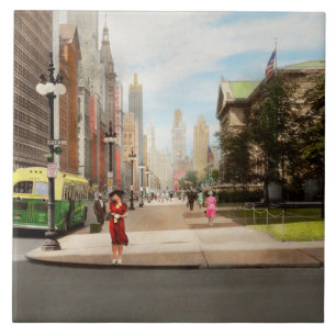City - Chicago IL - The Magnificent Mile 1940 Tile