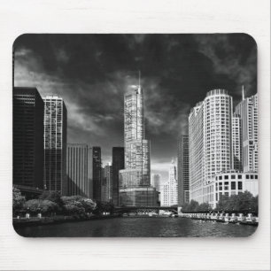 City - Chicago IL - Trump Tower BW Mouse Mat