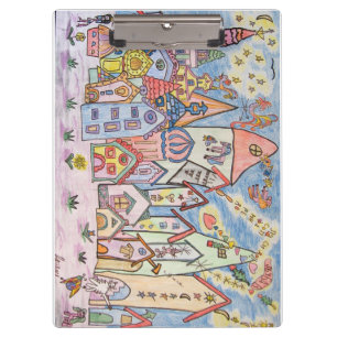 city children's drawing clipboard
