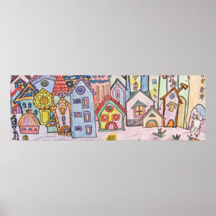 city children's drawing poster