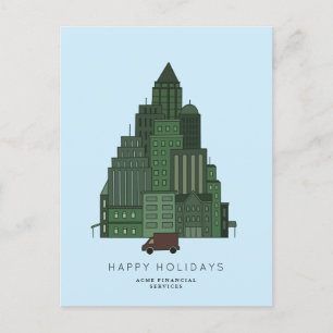 City Christmas Tree Buildings Business/Corporate Holiday Postcard