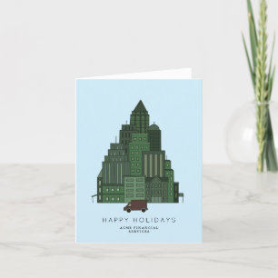 City Christmas Tree Buildings Business/Corporate Thank You Card