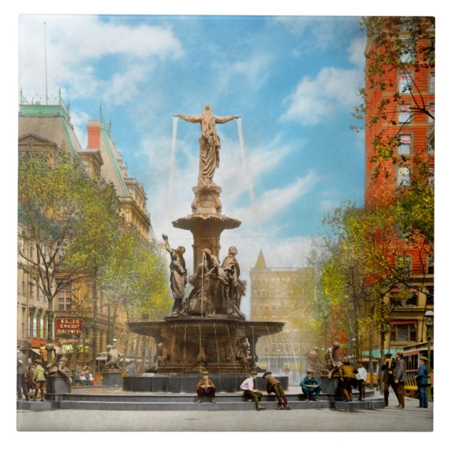 City - Cincinnati OH - The genius of water 1906 Tile (Front)