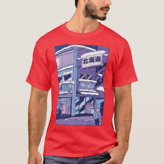 City Covered In Snow Snowing Winter Building  T-Shirt