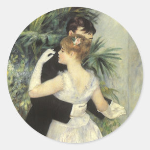 City Dance by Pierre Renoir, Vintage Fine Art Classic Round Sticker