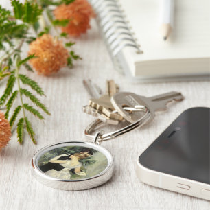 City Dance by Pierre Renoir, Vintage Fine Art Key Ring