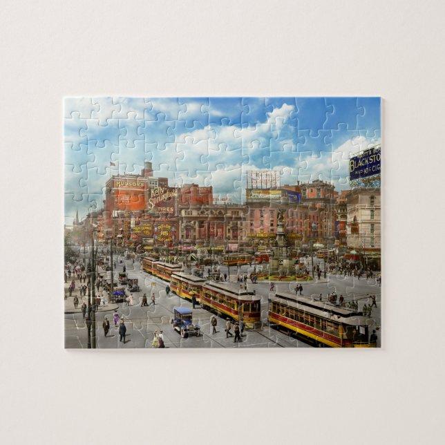 City - Detroit MI - Motor City 1917 Jigsaw Puzzle (Horizontal)