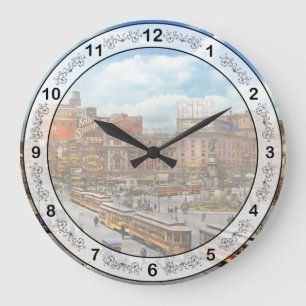 City - Detroit MI - Motor City 1917 Large Clock