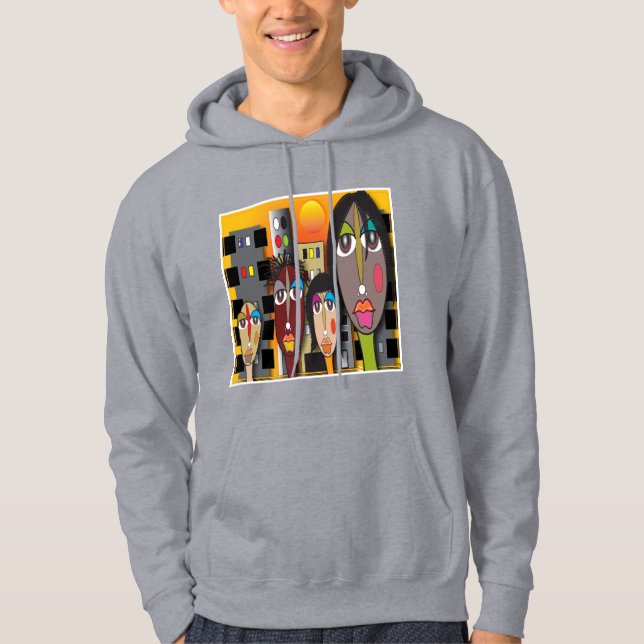  "City Faces Reimagined" Urban Expressionist Hoodi Hoodie (Front)
