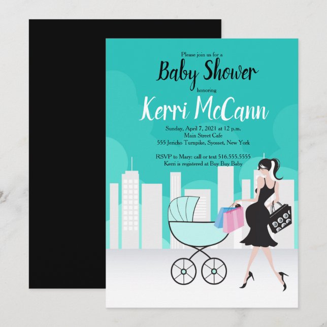 City fashion lady generic Baby Shower Invitation (Front/Back)