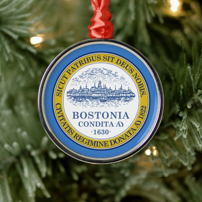 City Flag of Boston (Massachusetts) Ceramic Orname Metal Tree Decoration (Tree)