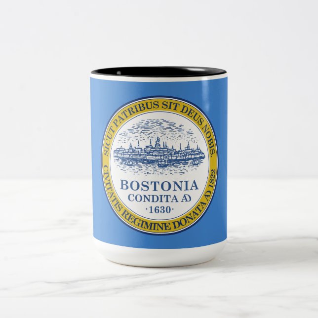 City Flag of Boston (Massachusetts) Two-Tone Coffee Mug (Center)