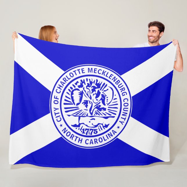 City Flag of Charlotte (North Carolina) Fleece Blanket (In Situ)