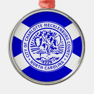 City Flag of Charlotte (North Carolina) Metal Tree Decoration