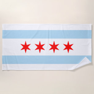 City Flag of Chicago (Illinois) Beach Towel