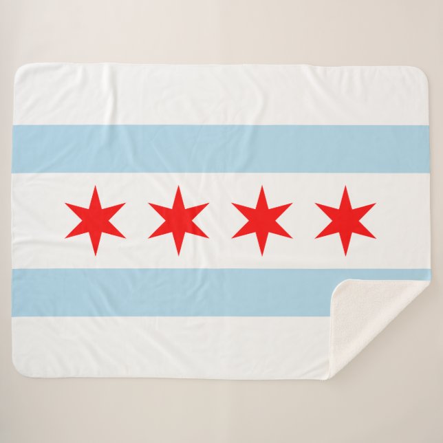 City Flag of Chicago (Illinois) Sherpa Blanket (Front (Horizontal))