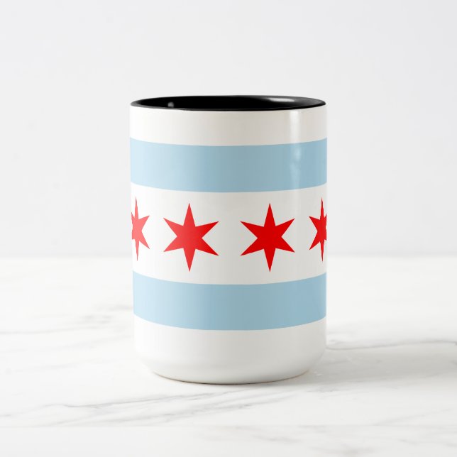 City Flag of Chicago (Illinois) Two-Tone Coffee Mug (Center)