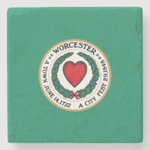 City Flag of Worcester (Massachusetts) Stone Coaster