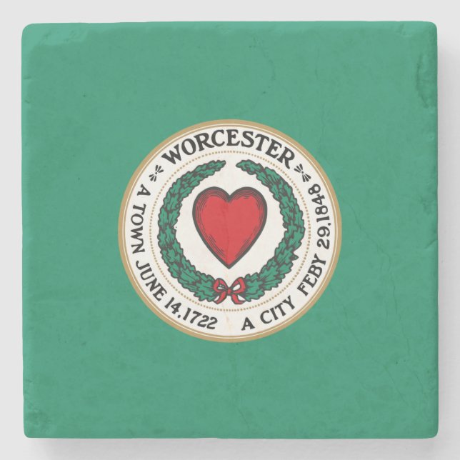City Flag of Worcester (Massachusetts) Stone Coaster (Front)