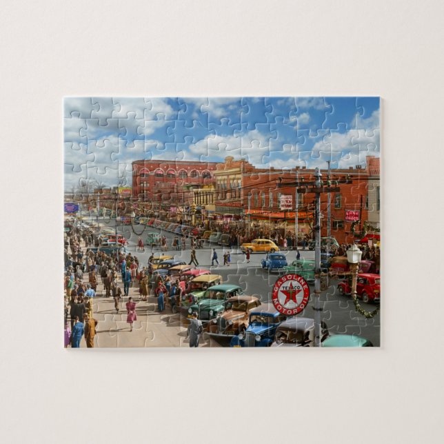 City - Gadsden, AL- Christmas shopping crowds 1941 Jigsaw Puzzle (Horizontal)