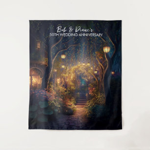 City Garden at Night - Photo Backdrop Tapestry