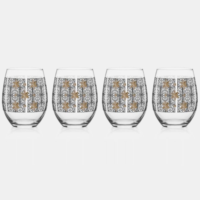 City Garden Gate  Stemless Wine Glass (Front)