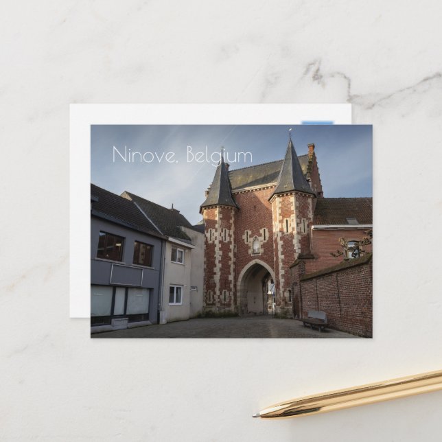 City gatehouse, Ninove, Belgium Postcard (Front/Back In Situ)