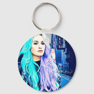 City Girl Abstract Surreal original Digital art Key Ring