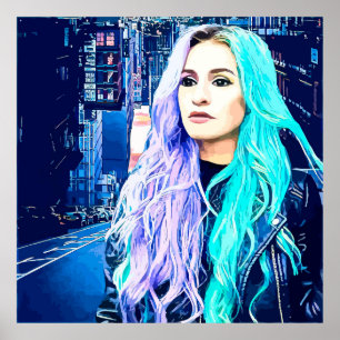 City Girl Abstract Surreal original Digital art Poster