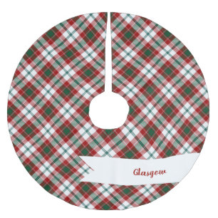 City Glasgow Tartan Plaid Green Maroon White Brushed Polyester Tree Skirt