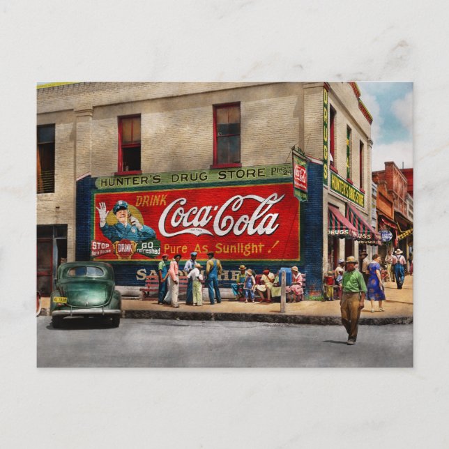 City - Greensboro GA - Hunter's Drug Store 1939 Postcard (Front)