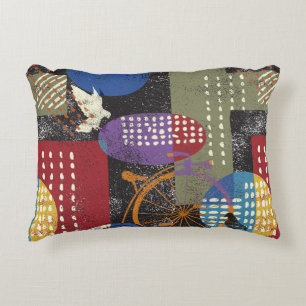 City grunge abstract, seamless vintage pattern. decorative cushion