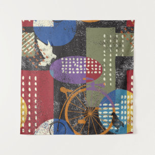 City grunge abstract, seamless vintage pattern. tapestry