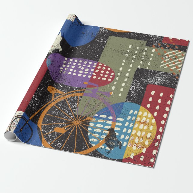 City grunge abstract, seamless vintage pattern. wrapping paper (Unrolled)