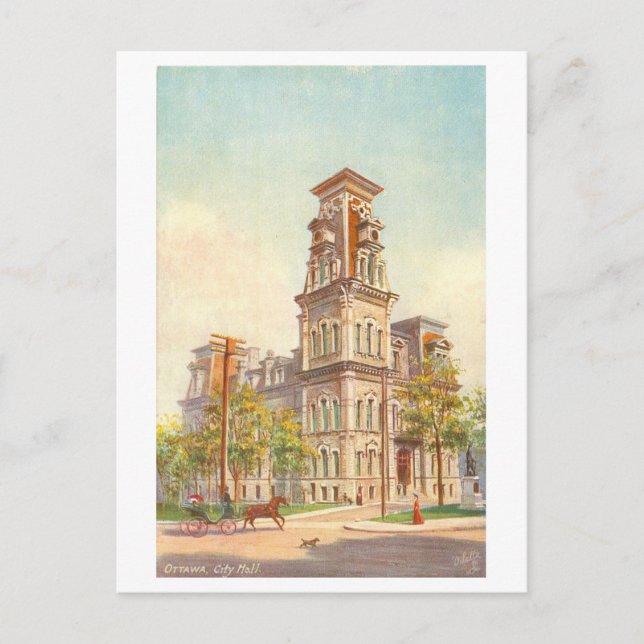 City Hall in Ottawa Vintage Postcard (Front)