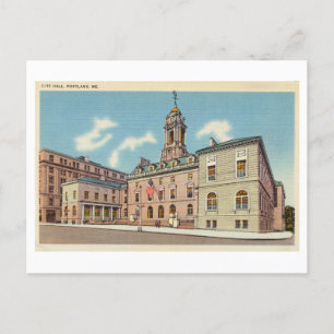 City Hall in Portland, Maine, Vintage Travel Postcard