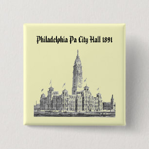 City Hall Philadelphia PA 1891 15 Cm Square Badge