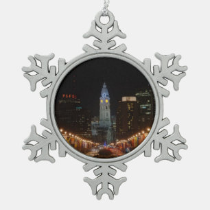 City Hall Snowflake Pewter Christmas Ornament