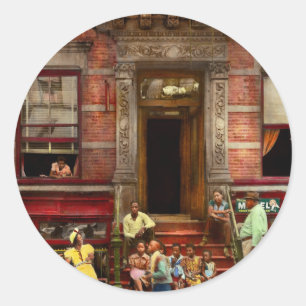 City - Harlem NY - Stoop life 1935 Classic Round Sticker