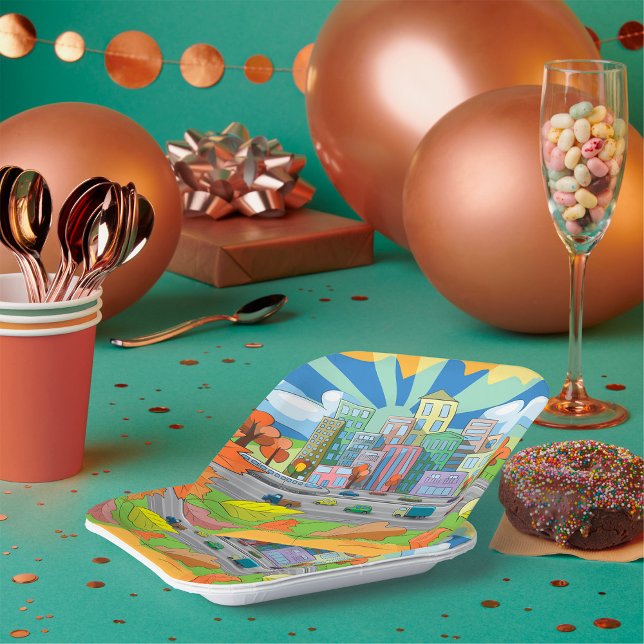 City In Autumn Paper Plate (Creator Uploaded)