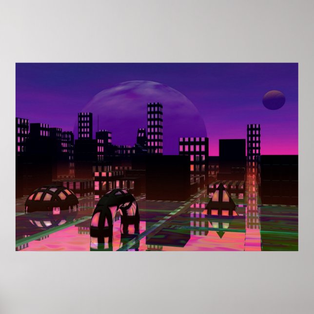 city in purple , multicolour poster (Front)