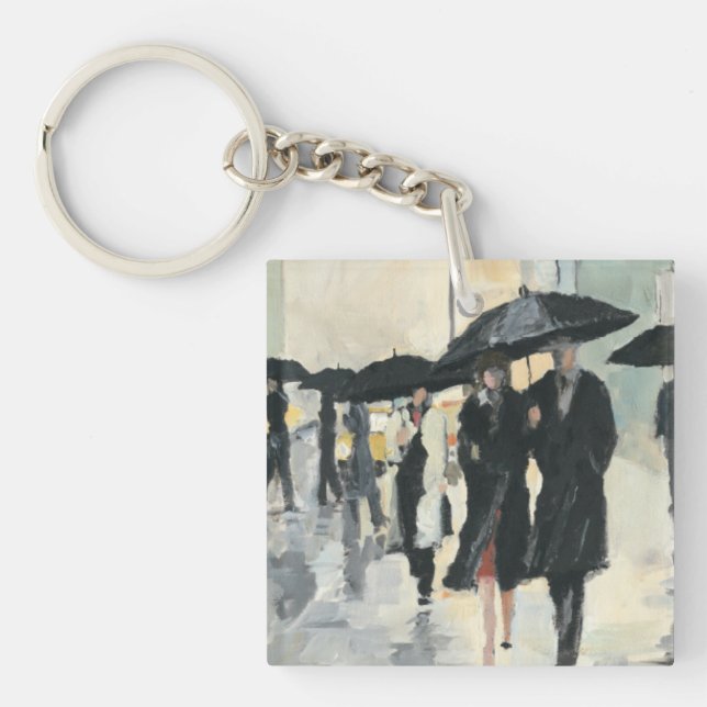 City in the Rain Key Ring (Front)