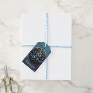 City in the shadow of the luxurious tree of life. gift tags