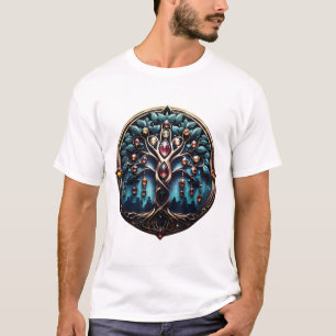 City in the shadow of the luxurious tree of life.  T-Shirt
