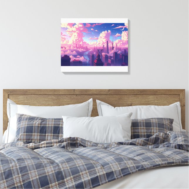 City in the Sky Canvas Print (Insitu(Bedroom))
