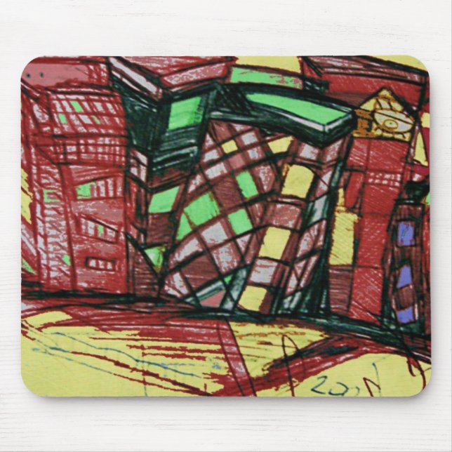 CITY ISLAND red Mouse Mat (Front)