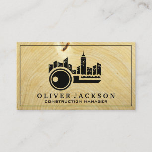 City Key Logo Wood Grain Business Card