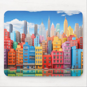 City Landscape Concept Abstract Colourful Scenery Mouse Mat